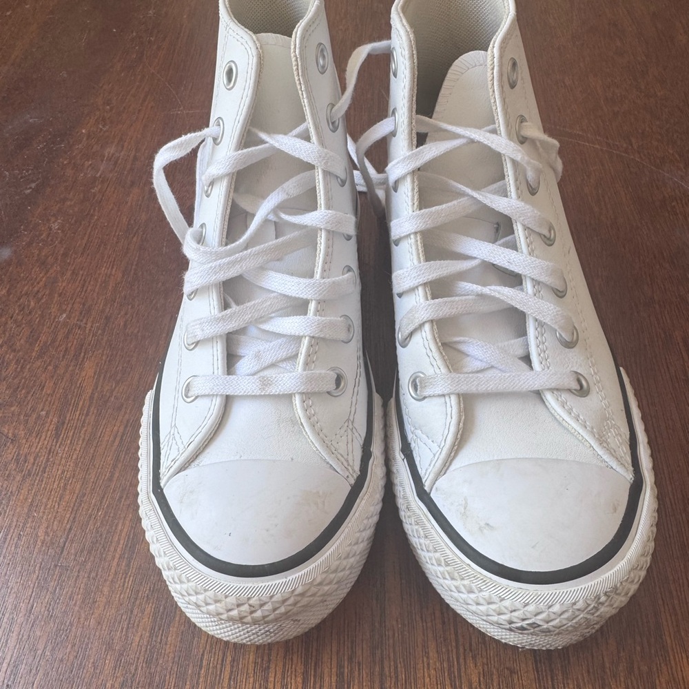 Kids White High-Top Canvas Converse Sneakers